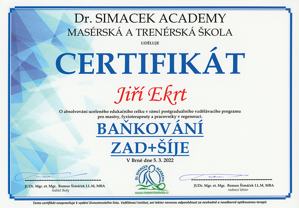 Certifikát na masáž baňkováním